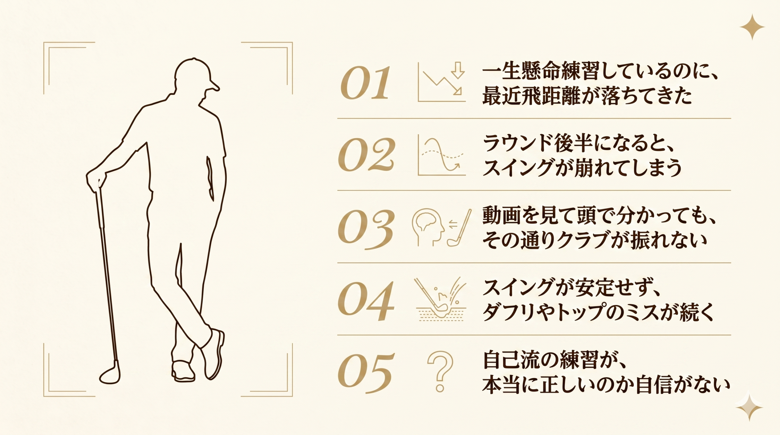 ゴルファーの5つのお悩み