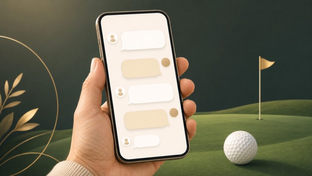 スマホでChatGPTアプリを使いAIゴルフコーチに相談するイメージ